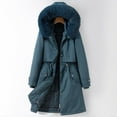 thumbnail image 2 of Lovskoo 2024 Women's Winter Coats Fleece Parkas Anoraks Hooded Thick Warm Comfy Stylish Stitching Detachable Long Sleeve Outerwear Casual Long Cardigan Jacket Blue, 2 of 3