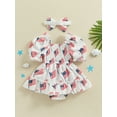 thumbnail image 5 of Jxzom 4th of July Baby Girl Outfit 3 6 12 18 24 Months American Flag Ruffle Puff Short Sleeve Patriotic Romper Dress Summer Clothes, 5 of 8