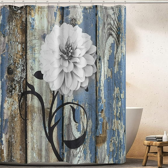 KSEERBABALL Rustic Flower Polyester Shower Curtain, 72" x 72" Waterproof
