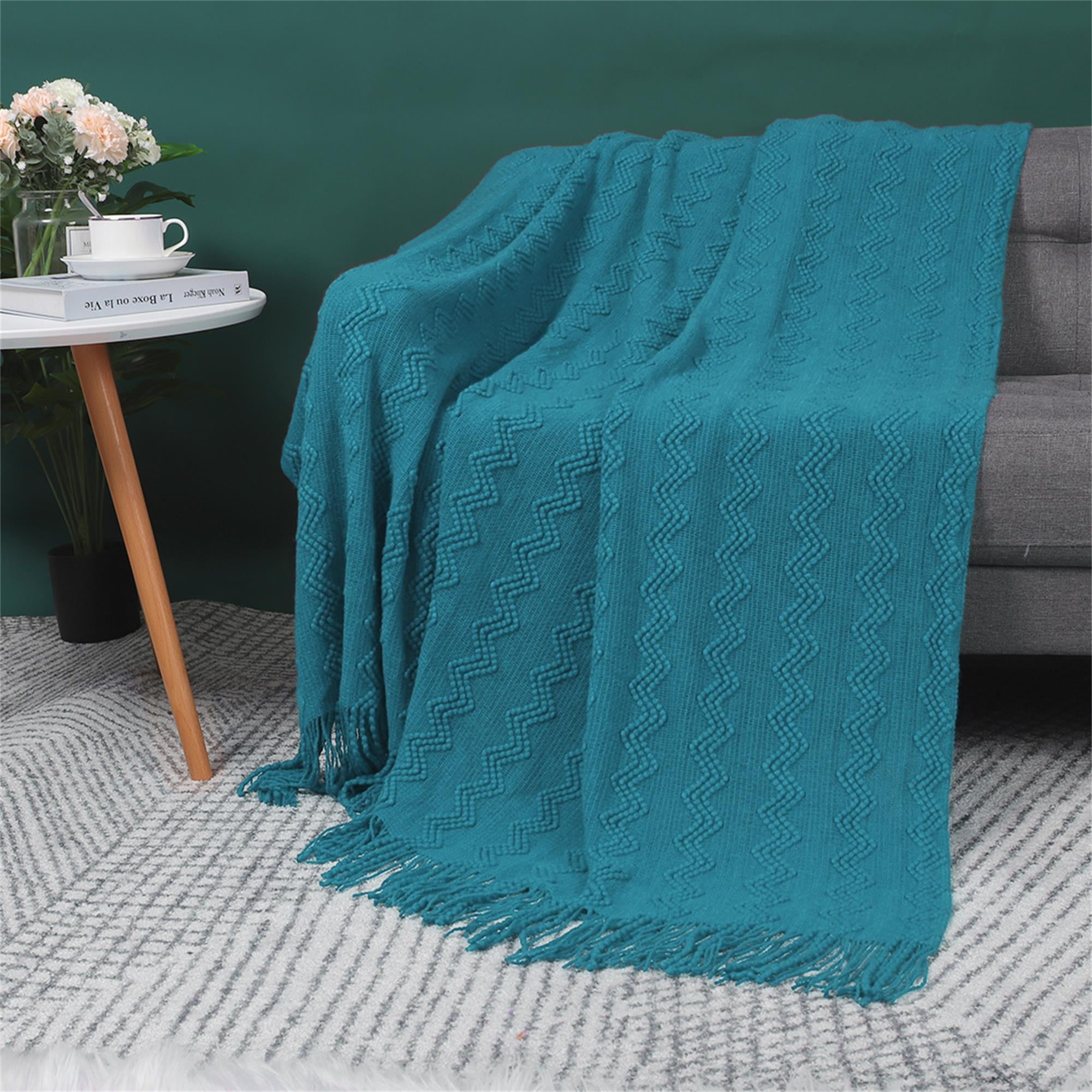 PiccoCasa Soft Tassel Throw Blanket,100% Arcylic Decorative Knitted ...