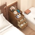 thumbnail image 6 of Narrow Nightstand, Solid Wood Night Stand with 2 Drawers, Walnut Mid Century Modern Nightstand, Small Beside Table with Open Storage Shelf for Bedroom（12 inch), 6 of 10