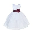 thumbnail image 2 of Ekidsbridal Girl Pageant Flower Girl Dress - White Tiered Organza with Bow Sash 4613T-A (Size: S-12), 2 of 3