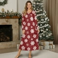 thumbnail image 4 of Tutolipy Christmas Nightgowns for Women Snowflake Printed Sleepwear V Neck Loungewear Full Length Night Dress for Fall Winter, 2XL, 4 of 7