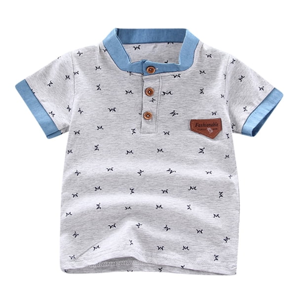 Gibobby Blusa Termica Niños Niños pequeños, bebés, niños, estampado de letras, , camisa con botones, camisetas, ropa(Gris, 0-1 Años)