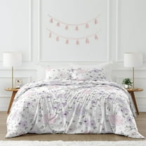 Sweet Jojo Designs Watercolor Floral Purple Pink Grey Queen Duvet Cover Bedding Set 3 Piece Set
