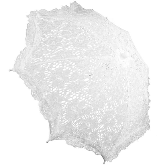 Hytrove Vintage Style Umbrella White Lace Steel 1Pack 19In