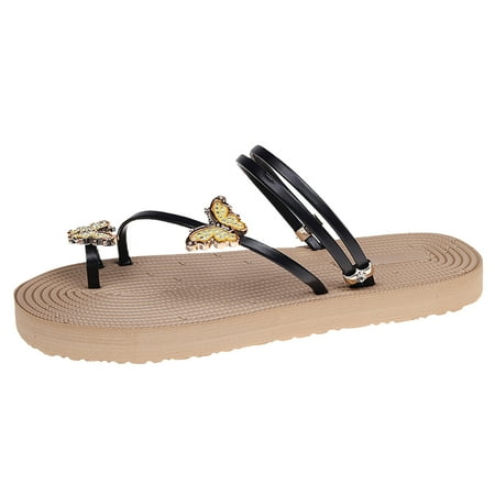 

2024 Womens Sandals Summer On Casual Open Toe Flat Soft Bottom Butterfly Decoration Two Wear Slippers Shoes Sandals Breathable