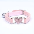 thumbnail image 1 of Collar de gato Heart Bling con cinturón de seguridad y campana ajustable de 11 pulgadas para gatos gatitos (rosa), 1 of 4