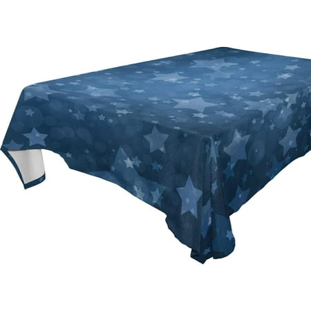 

Square Tablecloth with White Stars on Dark Navy Blue Prints Rectangle Anti-Wrinkle and Smooth Polyester Table Cover Cloth for Kitchen Dining Home Decoration(54x72)