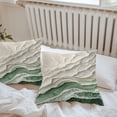 thumbnail image 5 of Abstract Green Outdoor Pillow Covers Pack of 2 Beige Ocean Wave Oil Painting Style Modern Waterproof Throw Pillow Covers Decorative Cushion Cases for Patio Garden Tent Balcony Couch 26x26 inch, 5 of 8