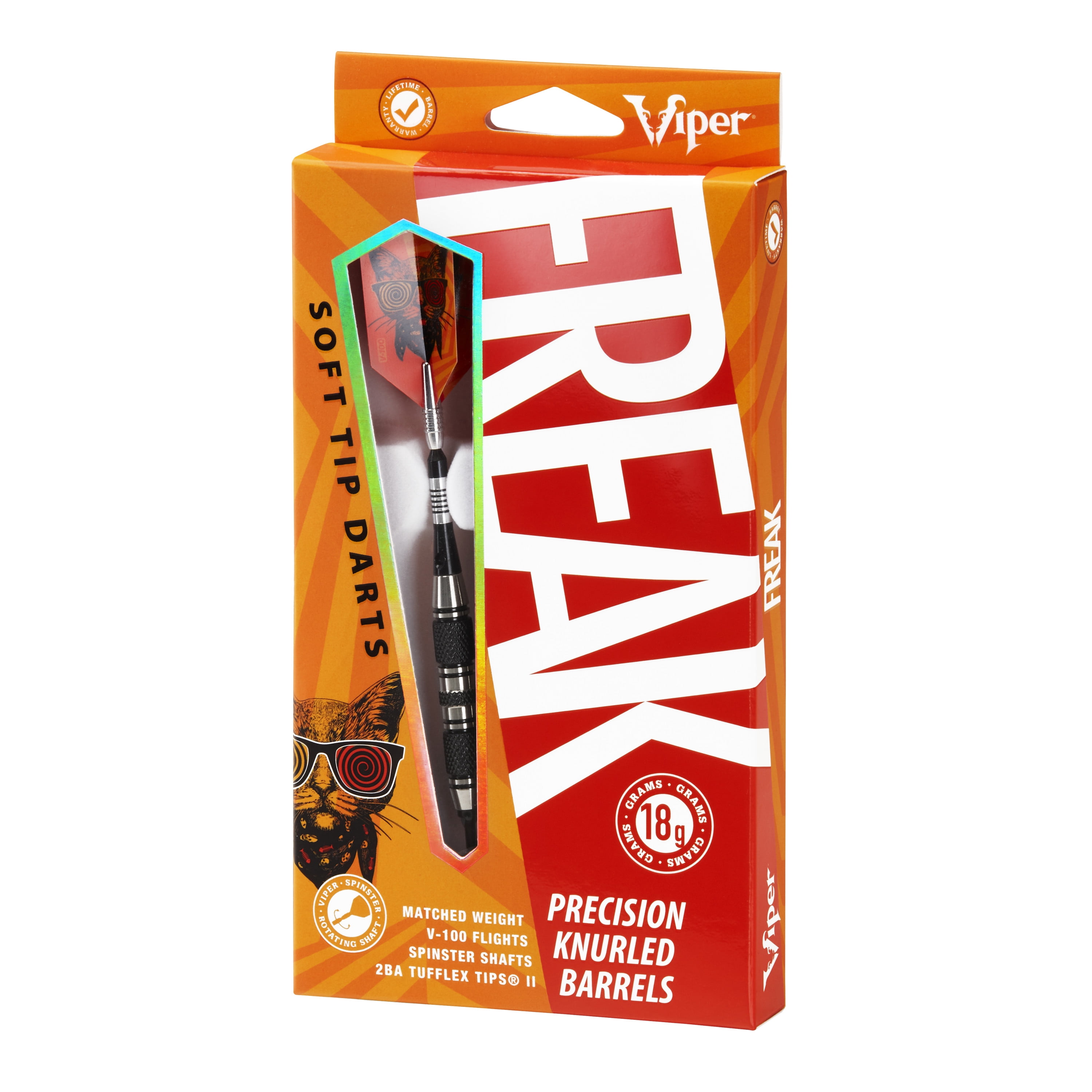Viper The Freak Soft Tip Dart Set, 3 Knurled Rings Barrel, 18 Grams
