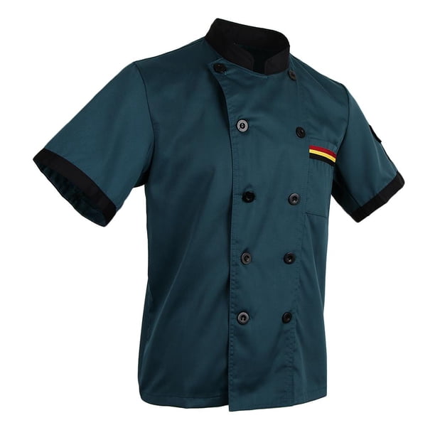 Chaqueta de chef a rayas de manga corta para hombre y mujer adulta L