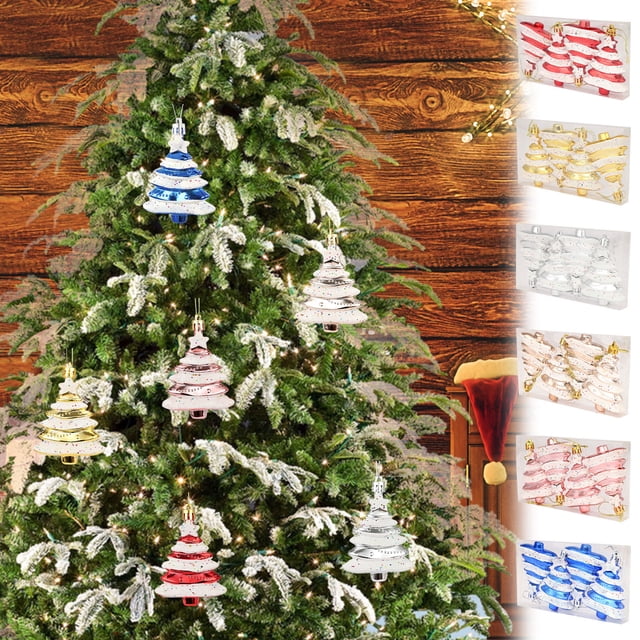 Xihbxyly Colgantes para Árbol de Navidad, Diseño de Pintura Galvanizada, Opciones Multicolor, Impresionante Decoración Navideña, Perfectos para Árboles de Navidad, Coronas, Guirnaldas, Juego de 4 Pie