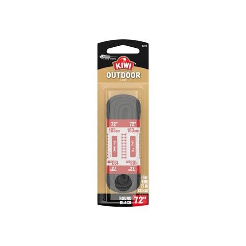 Cordones para zapatos KIWI Outdoor redondos negros, 183 cm, 1 par (paquete de 2)
