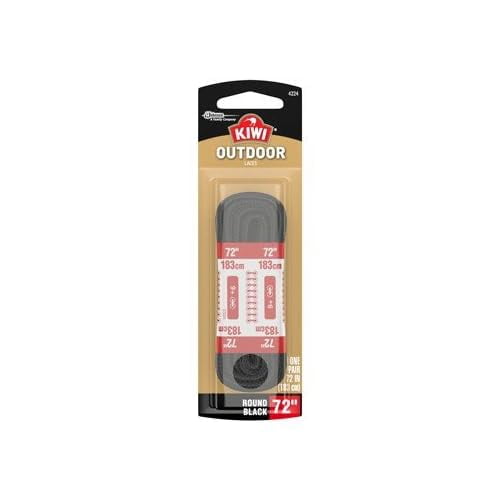 Cordones para zapatos KIWI Outdoor redondos negros, 183 cm, 1 par (paquete de 2)