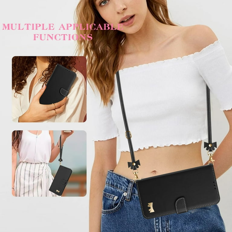 Crossbody Wallet Case for iPhone XS/X, Magnetic Closure Shoulder