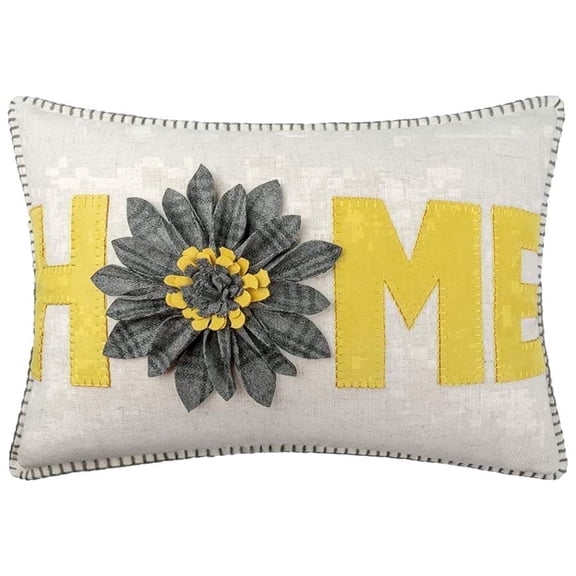 JWH Home Design Decorative Throw Pillow Covers with 3D Plaid Flower 14x20 inch Beige and Yellow for Room Decoration