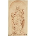 thumbnail image 2 of Edmé Bouchardon 15x24 Gold Ornate Framed and Double Matted Museum Art Print Titled - Saint Francis Holding a Crucifix, 2 of 4