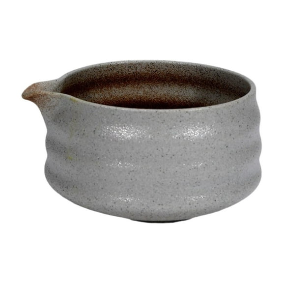 Fancyes Ceramic Matcha Bowl with Spout for Japanese Matcha Preparation Beverage Gift white