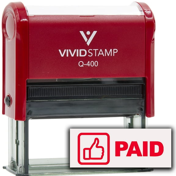 Paid (Thumbs Up) Self Inking Rubber Stamp (Red Ink) - Q-400