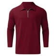 thumbnail image 4 of Golf Shirts for Men Long Sleeve Half Zip Up Business Shirt Textured Ribbed Knit Stretchy Pullover Office Work Blouse, 4 of 5