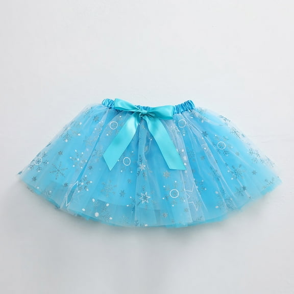 PEASKJP Toddler Tutu Baby Girls Layered Tutu Skirt Sparkling Sequin Tulle Dance Skirts (Sky Blue,5-8 Y)