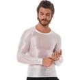 thumbnail image 4 of Jhaoyu Men's Glossy Long Sleeve Compression Shirts Athletic Workout Sports Rash Guard Undershirt White M, 4 of 6