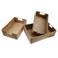 thumbnail image 3 of Retro Hand-woven Seaweed Storage Basket Household Rectangular Sundries Organizer Storage Box for Home Clothes - 33X23X11CM (M), 3 of 3