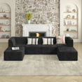 thumbnail image 4 of Corner sofa Compressed Sectional Sofa Modern Minimalist Style Corduroy Couch, Sleeper Sofa for Living Room, Bedroom, Comfy Compressed Sofa Couch Space-Efficient Design-black, 4 of 7