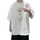 thumbnail image 1 of Camisa de media manga para hombre, cuello redondo, estampada, holgada, informal, para hombre, manga corta, jersey, camisa, Top para verano, diario, blanco, XL, 1 of 14