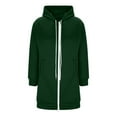 thumbnail image 4 of XIAONU Womens Hoodies Loose Fit Long Sleeve Zip Up Long Hooded Jacket Side Pockets Solid Color Winter Drawstrings Hoodie Coat, 4 of 4
