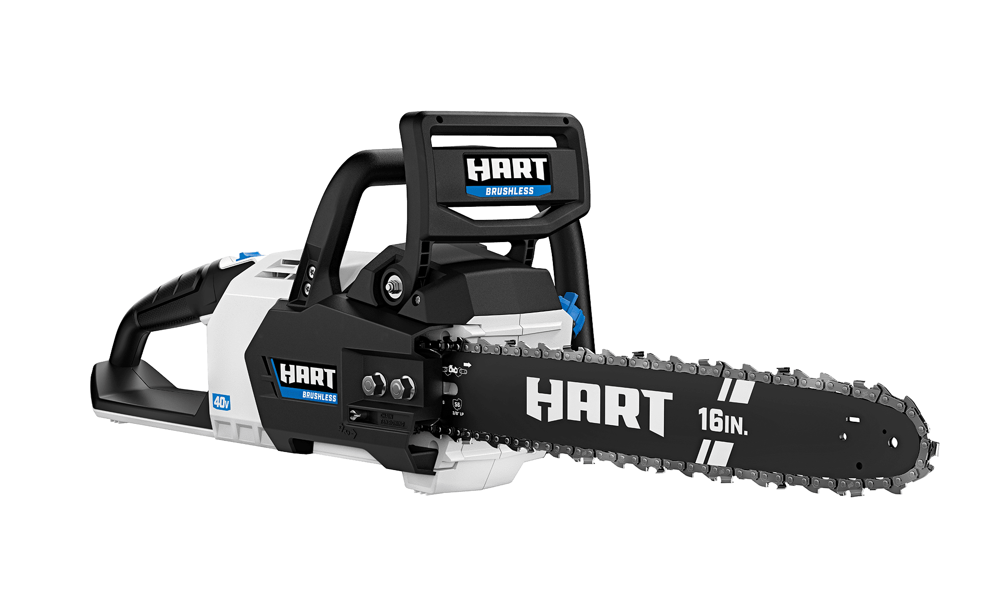 HART 40-Volt Cordless SUPERCHARGE Brushless 16-inch Chainsaw Kit, (1) 4.0 Ah Lithium-Ion Battery