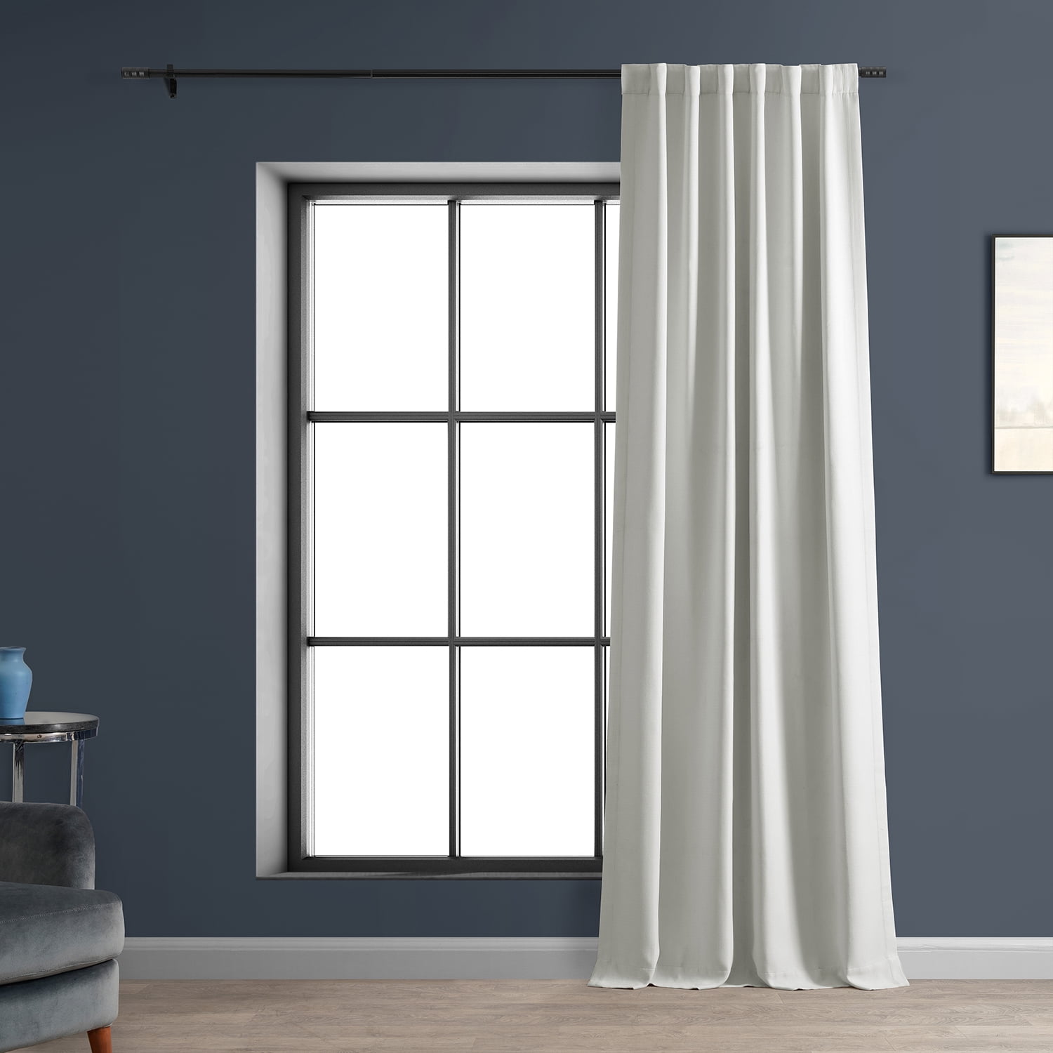 Half Price Drapes Mist White Bellino Textured Faux Linen Room Darkening Curtains For Bedroom & Living Room Curtains(1 Panel), Curtains 108 Inches Long, 50W X 108L