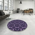 thumbnail image 4 of Ahgly Company Machine Washable Indoor Round Transitional Purple Sage Bush Purple Area Rugs, 3' Round, 4 of 7