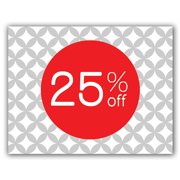 Double Sided Elegant Economy Percent Discount Sale Signs, 5.5" W x 7" H, 25% Off, 10 Pack