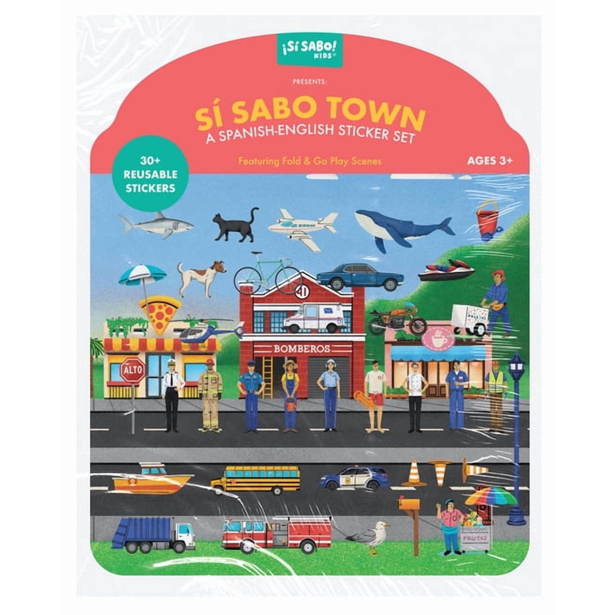 Si Sabo Sticker Books for Kids SÃ Sabo Town: A Bilingual Reusable Sticker Play Set: Learn Spanish-English Language Skills with 30+ Reusable Stickers an, (Hardcover)