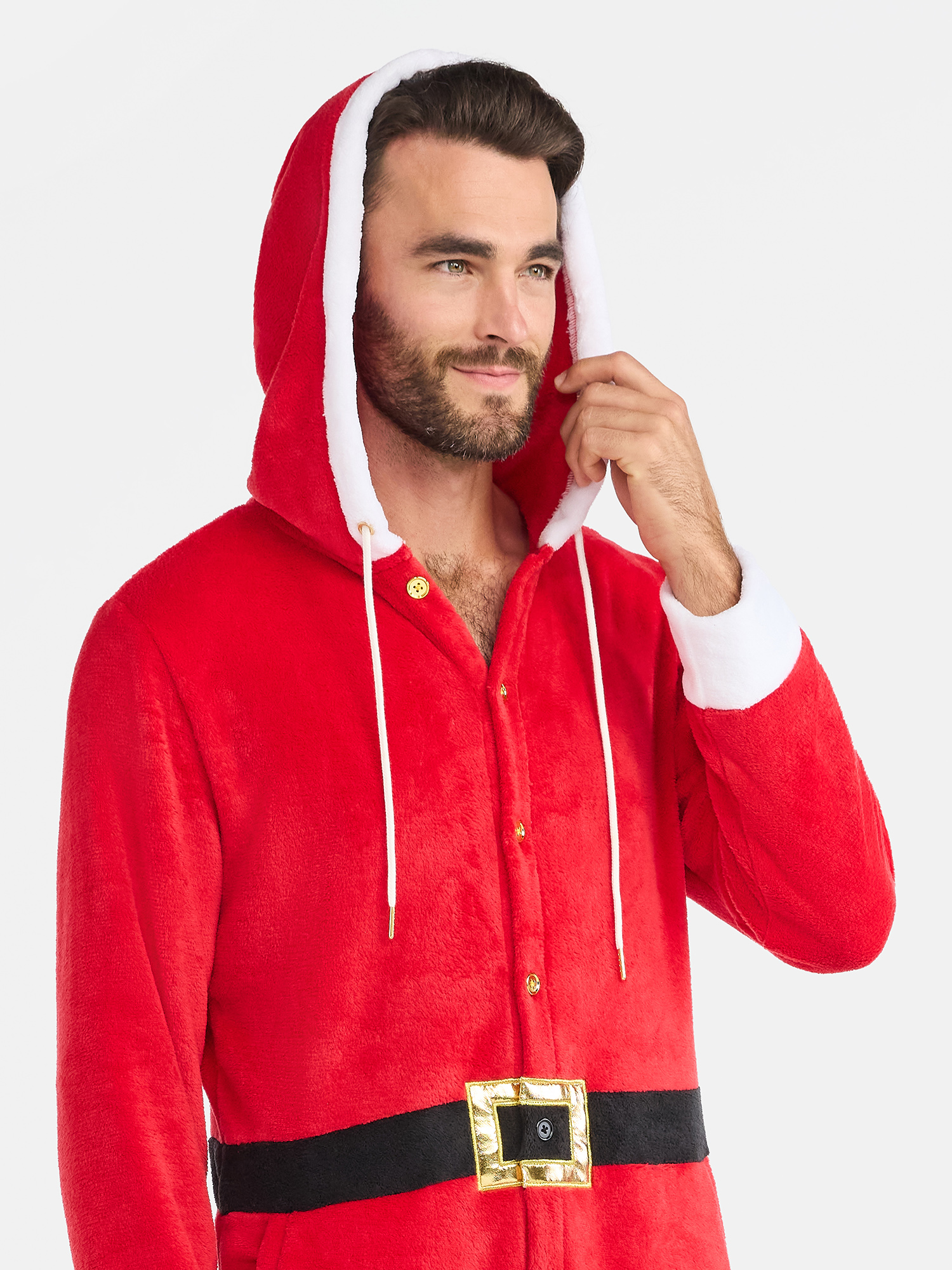 Christmas Men's SatnaCon Santa Suit One-Piece Union Suit from Holiday Time, Sizes M-XL
