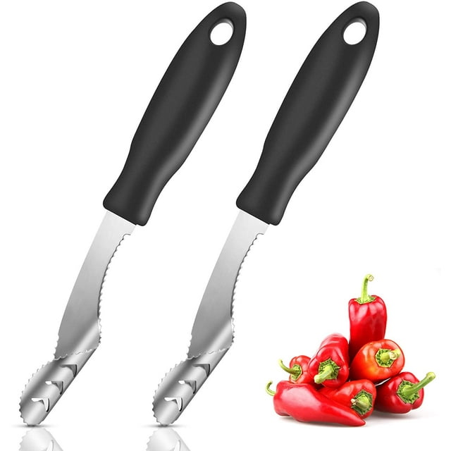 2 PCS Jalapeno Pepper Corer Tools Stainless Steel with Rubber Handle, Zucchini Corer