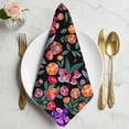 thumbnail image 2 of Watercolor Flowers Cloth Napkins, Retro Spring Floral Botanical Leaves Black Washable and Reusable Dinner Napkins Set of 4, Table Napkin for Kitchen Party Birthday Wedding Hotel Housewarming 20"x20", 2 of 9