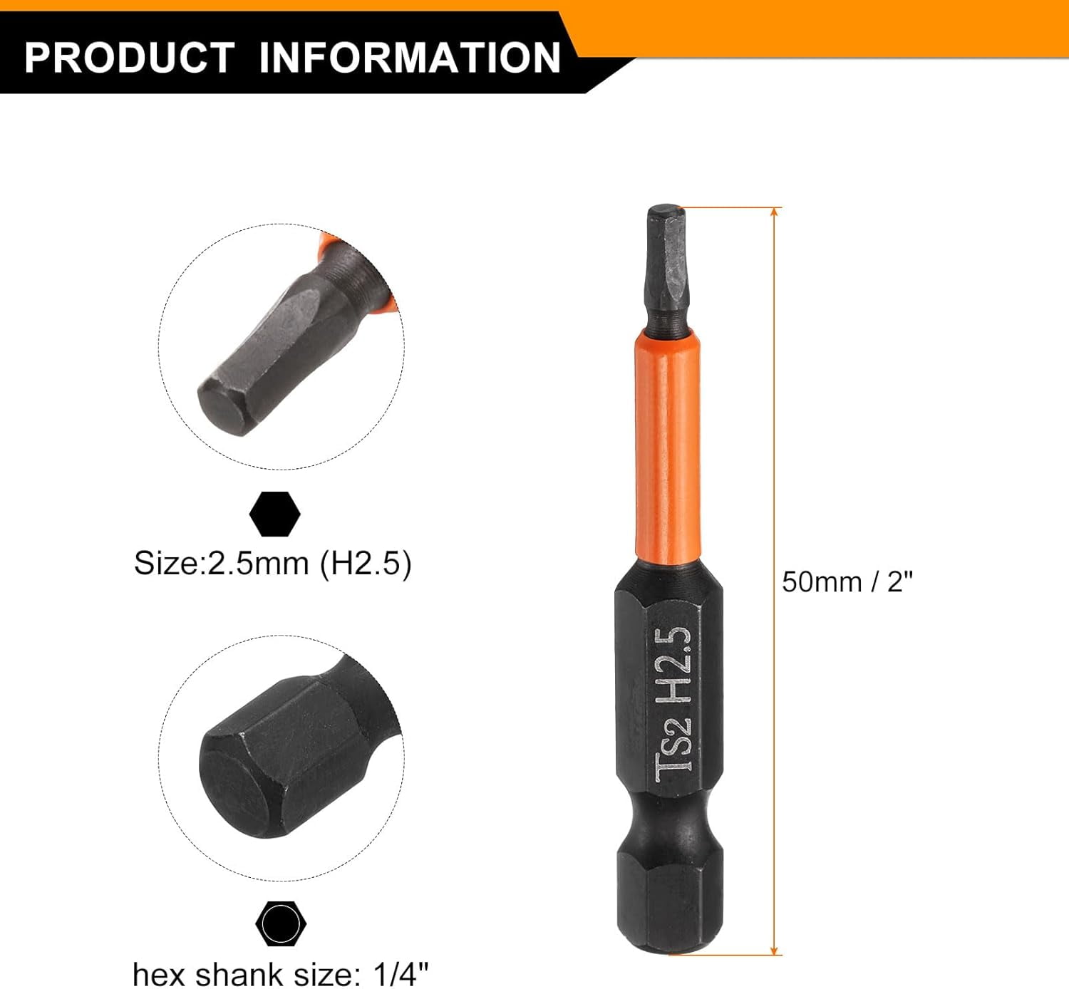MKEUDQ-5pcs Hex Head Wrench Drill Bit 3mm(H3) Metric 1/4" Hex Shank 2"(50mm) Length S2 Steel Magnetic Impact Drivers Screwdriver Bit Hexagon Electric Drill Bits