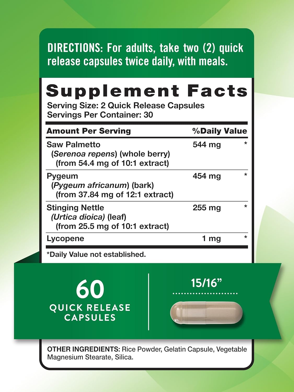 Prostate Support Supplement | With Saw Palmetto | 60 Capsules | For Men | by Nature's Truth