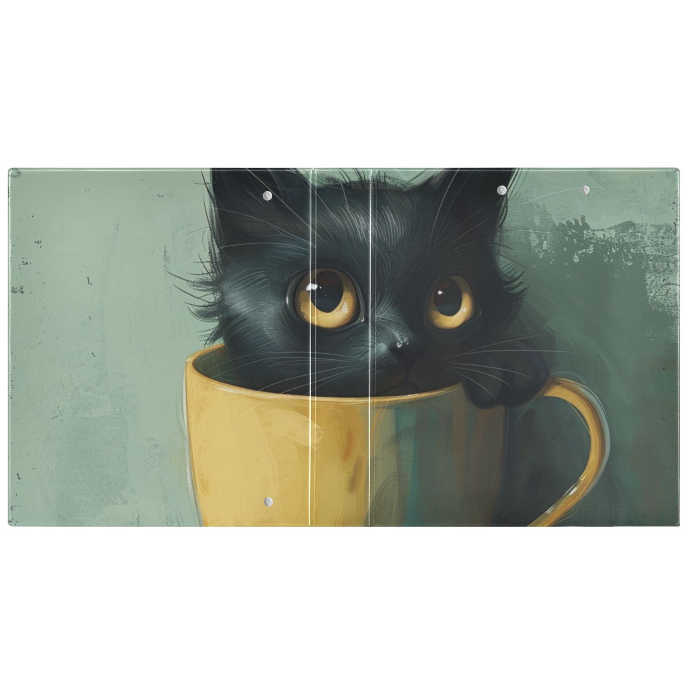 Cat Cup 3 Ring Binders 1.5 inch Hardcover File Folders with Interior Pockets A4 Size Organizer for School Office Hospital Set of 2