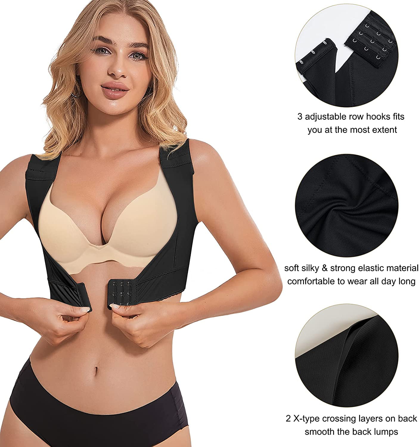 YERKOAD Shaper Tops for Women Lifter Breasts Posture Corrector Back Support Compression Shapewear 