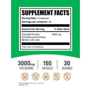 BulkSupplements Chlorella Capsules - Vegan, 3000mg per Serving (150 Capsules - 30 Servings)