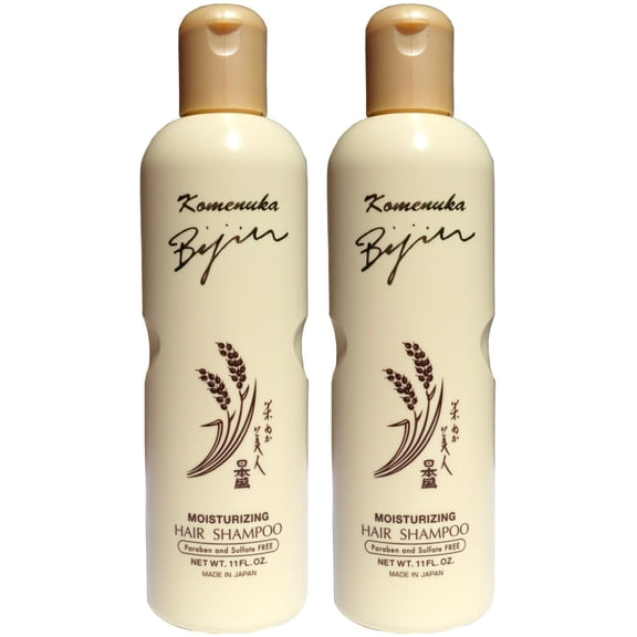 Komenuka Bijin Moisturizing Hair Shampoo, Parabe and Sulfate Free, 11 Oz, Pack of 2