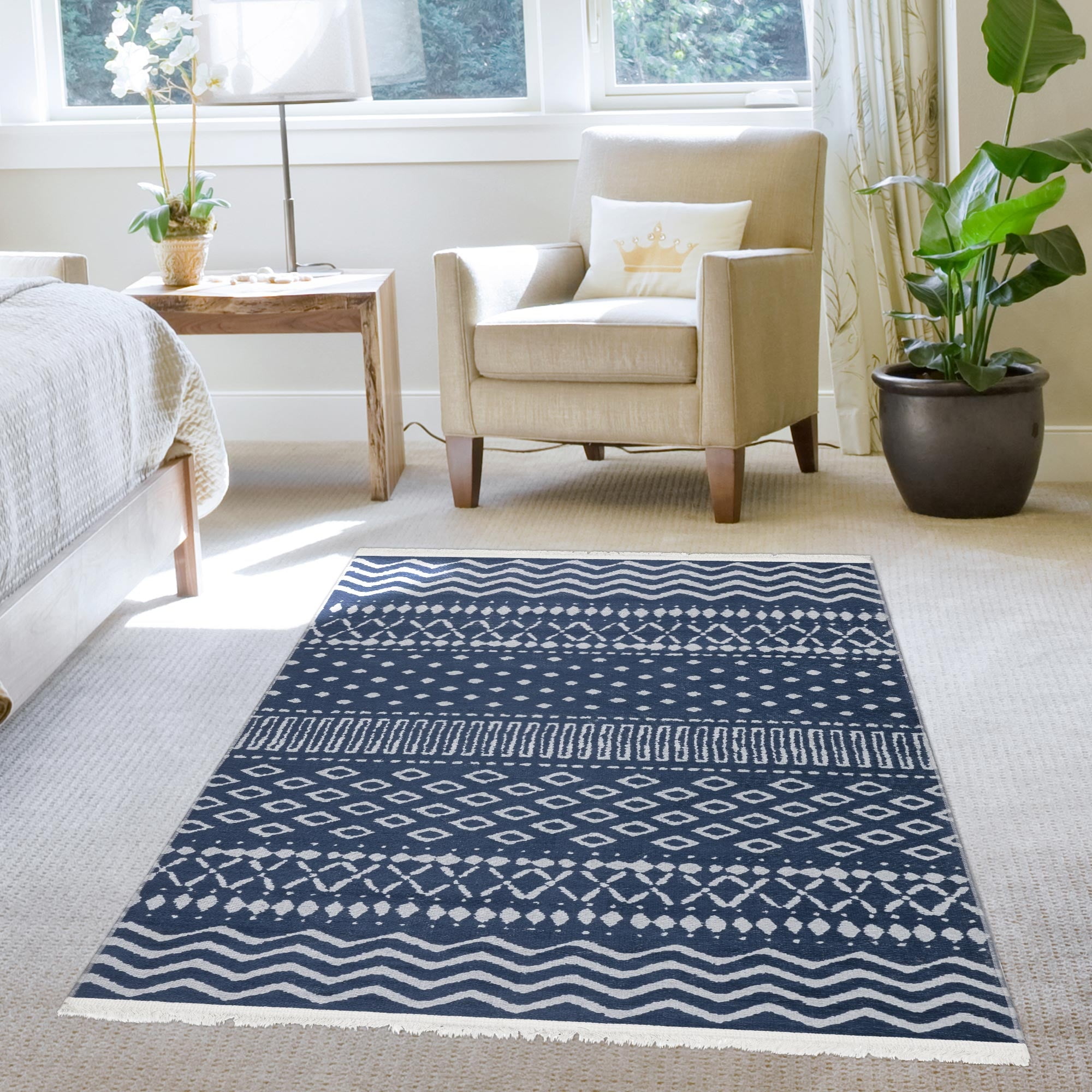 Ottomanson Machine Washable Cotton 4x6 Flatweave Area Rug