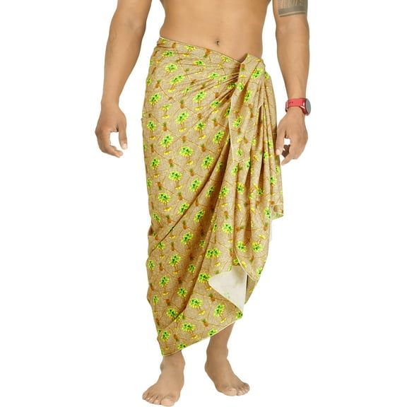 HAPPY BAY Men's Swim Trunk Swimsuits Sarong Pareo Beach Wrap One Size Tawny, Palm Tree Summer Vacation Party
