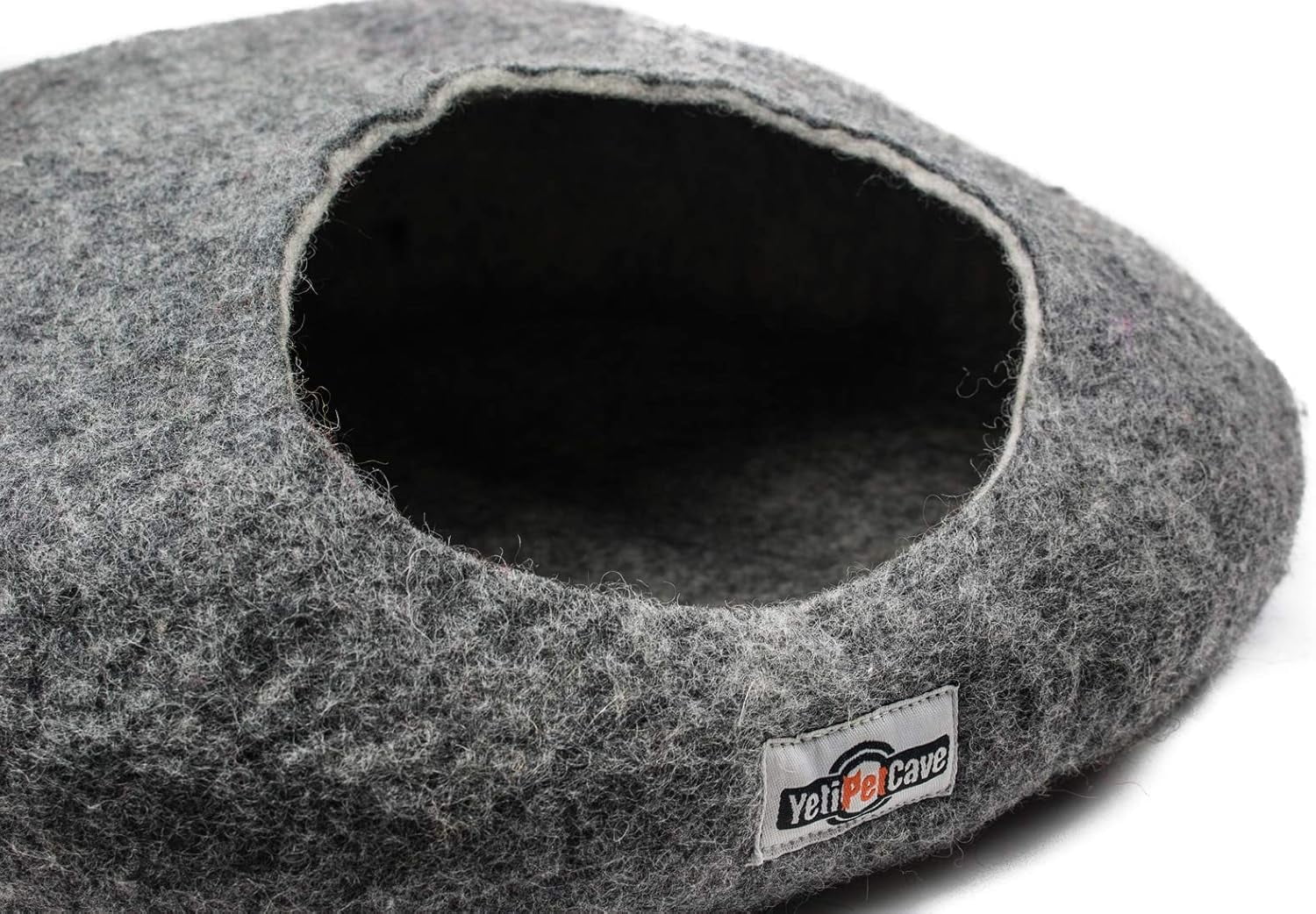 Yeti Dog Chew Pet Cave Bed, Cozy Ped Cave for Small Dogs and Cats, 100% New Zealand Wool, Grey