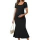 thumbnail image 1 of Vestido de maternidad INSPIRE CHIC para mujer, con dobladillo de cola de pez, ajustado y de canalé, vestido maxi para antes, durante y después del embarazo, color negro, talla XL, 1 of 6
