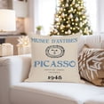 thumbnail image 4 of Ethan Taylor Animals Throw Pillow Soft Cushion Cover 'Animals Blue Picacco Peinture Dessin D'Antibes Felines Lion' Bohemian Pattern Decorative Square Accent Pillow Case, 20x20 Inches, Blue, Beige, 4 of 5